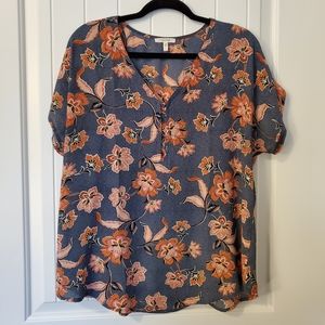Maurices Floral Blouse w/ Detailed Front Closure